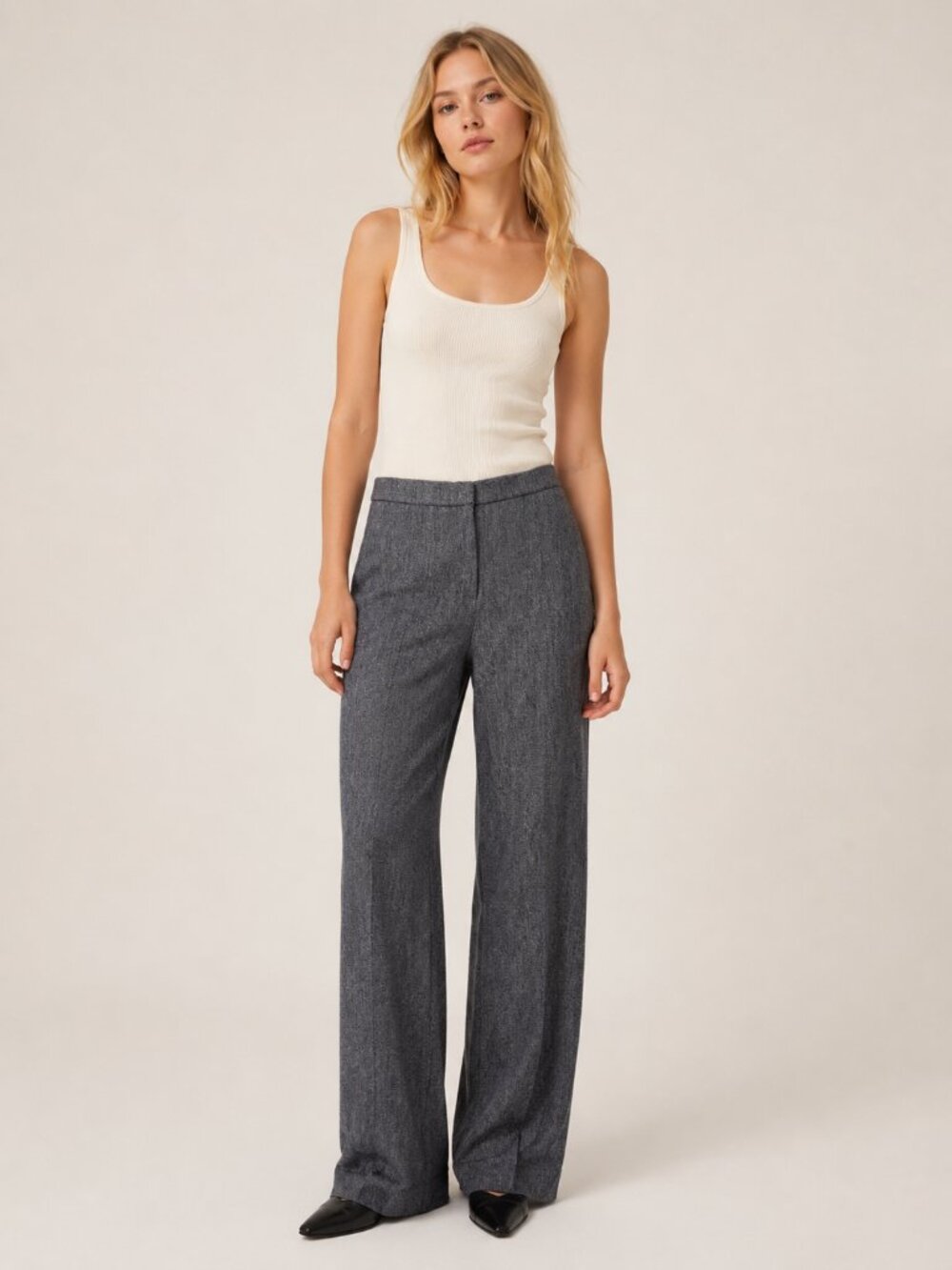 2/$30 MaxMara Herringbone Wool Blend Straight Leg Trouser Mid Rise 12 #A2821